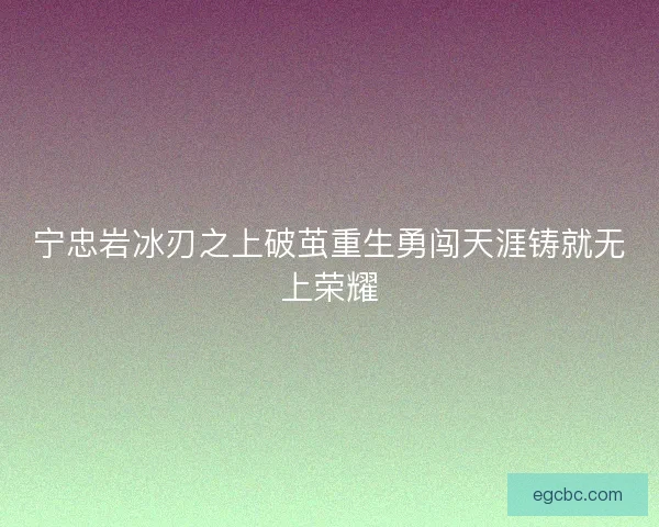 宁忠岩冰刃之上破茧重生勇闯天涯铸就无上荣耀